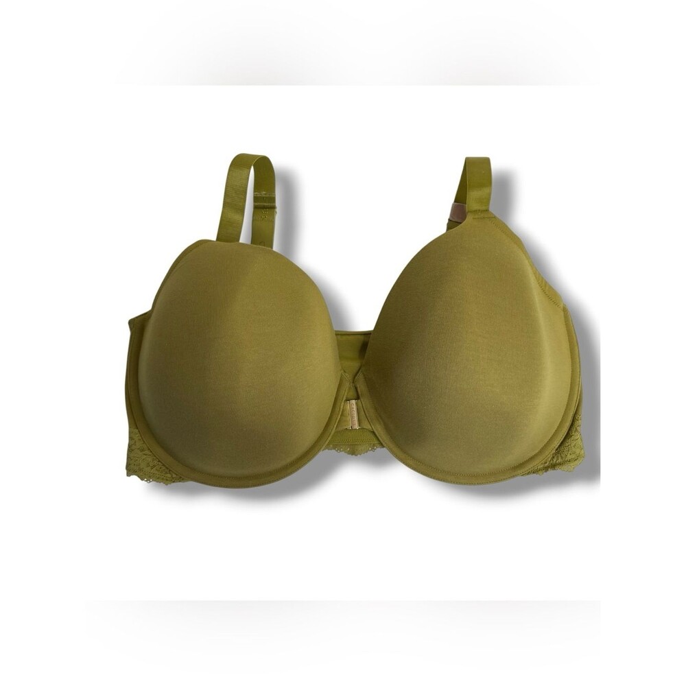 NWOT Cacique Lightly Lined Front Clasp T-Shirt Bra Olive Green Women 44H Lace
